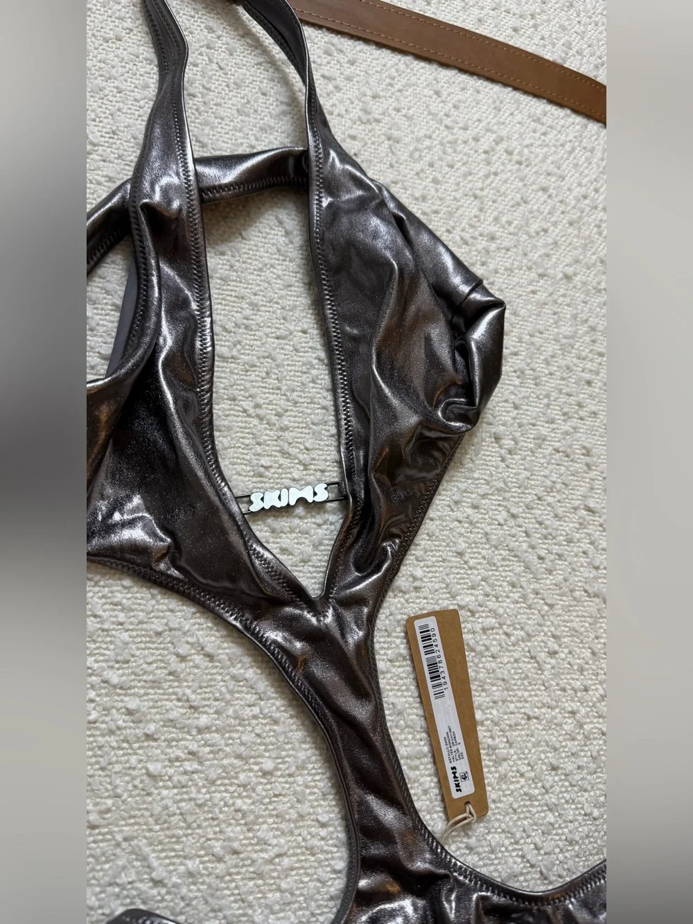 Skims metallic Monokini in Chrome Size S NWT